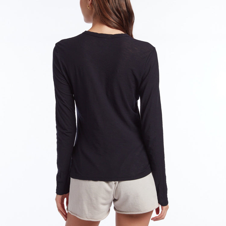 Sheer Slub Long Sleeve Crew - French Navy | James Perse Los Angeles