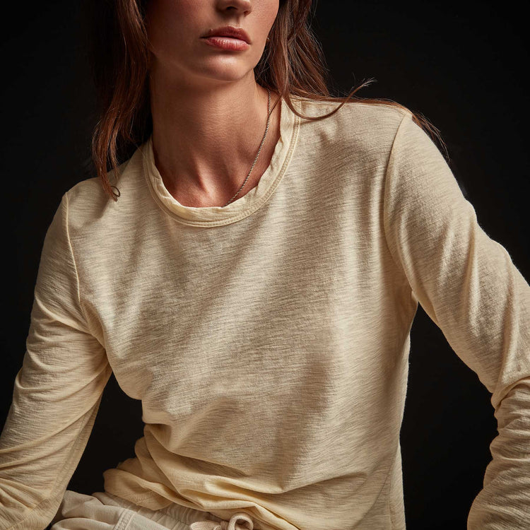 Sheer Slub Long Sleeve Crew - Gesso | James Perse Los Angeles