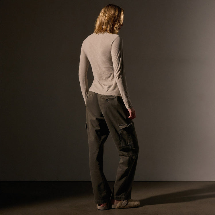 Sheer Slub Long Sleeve Crew in Light Tan | James Perse Los Angeles