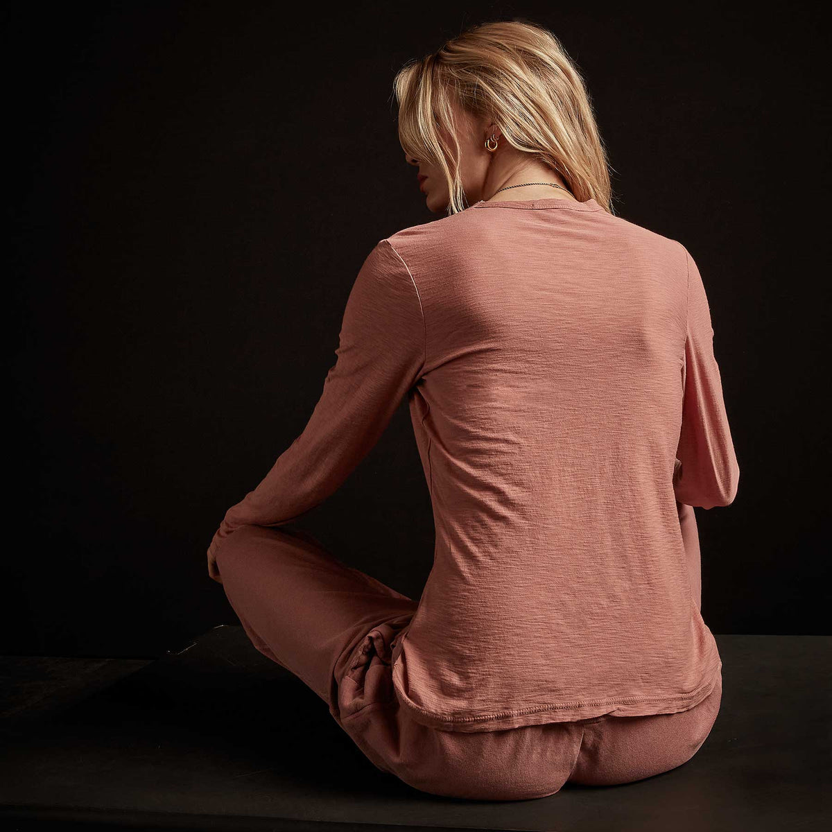 Sheer Slub Long Sleeve Crew - Old Rose | James Perse Los Angeles