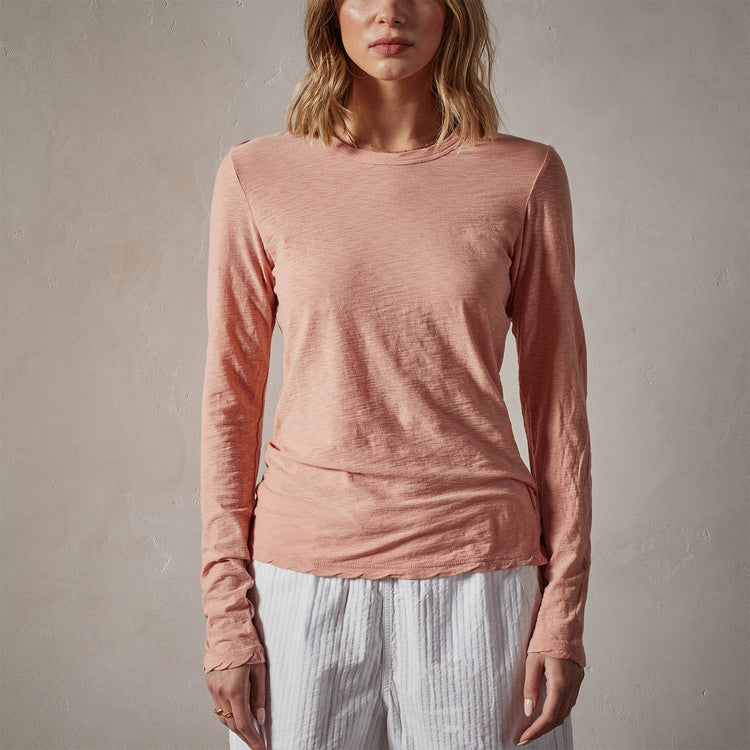 Sheer Slub Long Sleeve Crew in Spritz | James Perse Los Angeles 