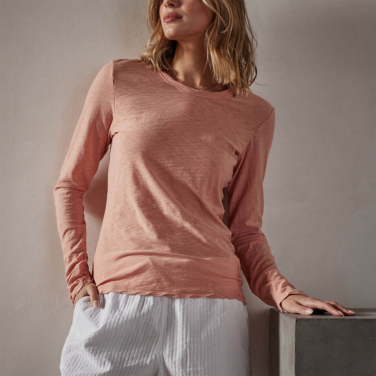 Sheer Slub Long Sleeve Crew in Spritz | James Perse Los Angeles 