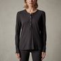 Long Sleeve Slub Jersey Henley in Black | James Perse Los Angeles