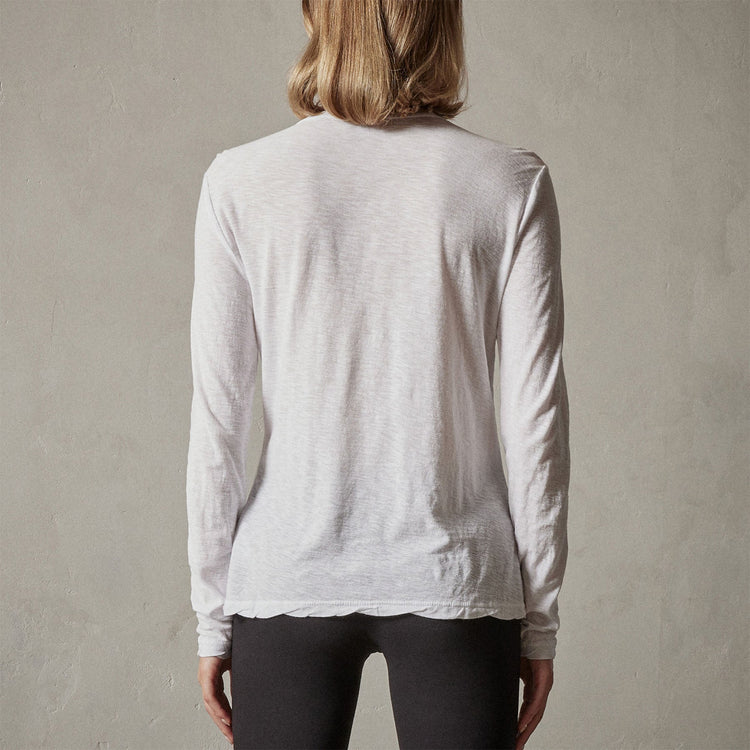 Long Sleeve Jersey Henley in White | James Perse Los Angeles