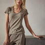 Sheer Slub Casual V Neck in Ammo | James Perse Los Angeles