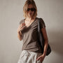 Sheer Slub Casual V Neck in Burro | James Perse Los Angeles