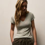 Sheer Slub Casual V Neck in Celery | James Perse Los Angeles