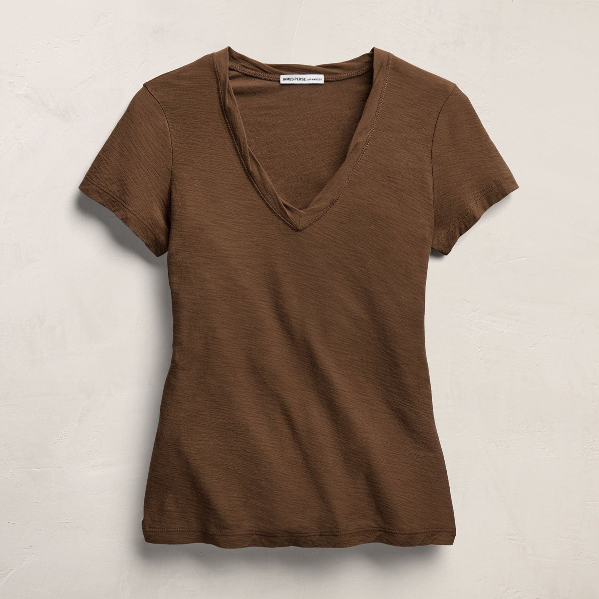 Sheer Slub V Neck in Cocoa | James Perse Los Angeles