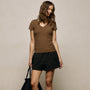 Sheer Slub V Neck in Cocoa | James Perse Los Angeles