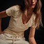 Sheer Slub Casual V Neck - Gesso | James Perse Los Angeles