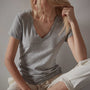 Sheer Slub Side Panel Shirt  in Heather Grey | James Perse Los Angeles