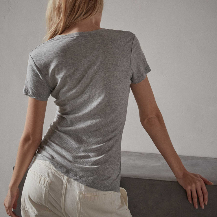 Sheer Slub Side Panel Shirt  in Heather Grey | James Perse Los Angeles