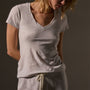 Sheer Slub Casual V Neck in Light Mist | James Perse Los Angeles