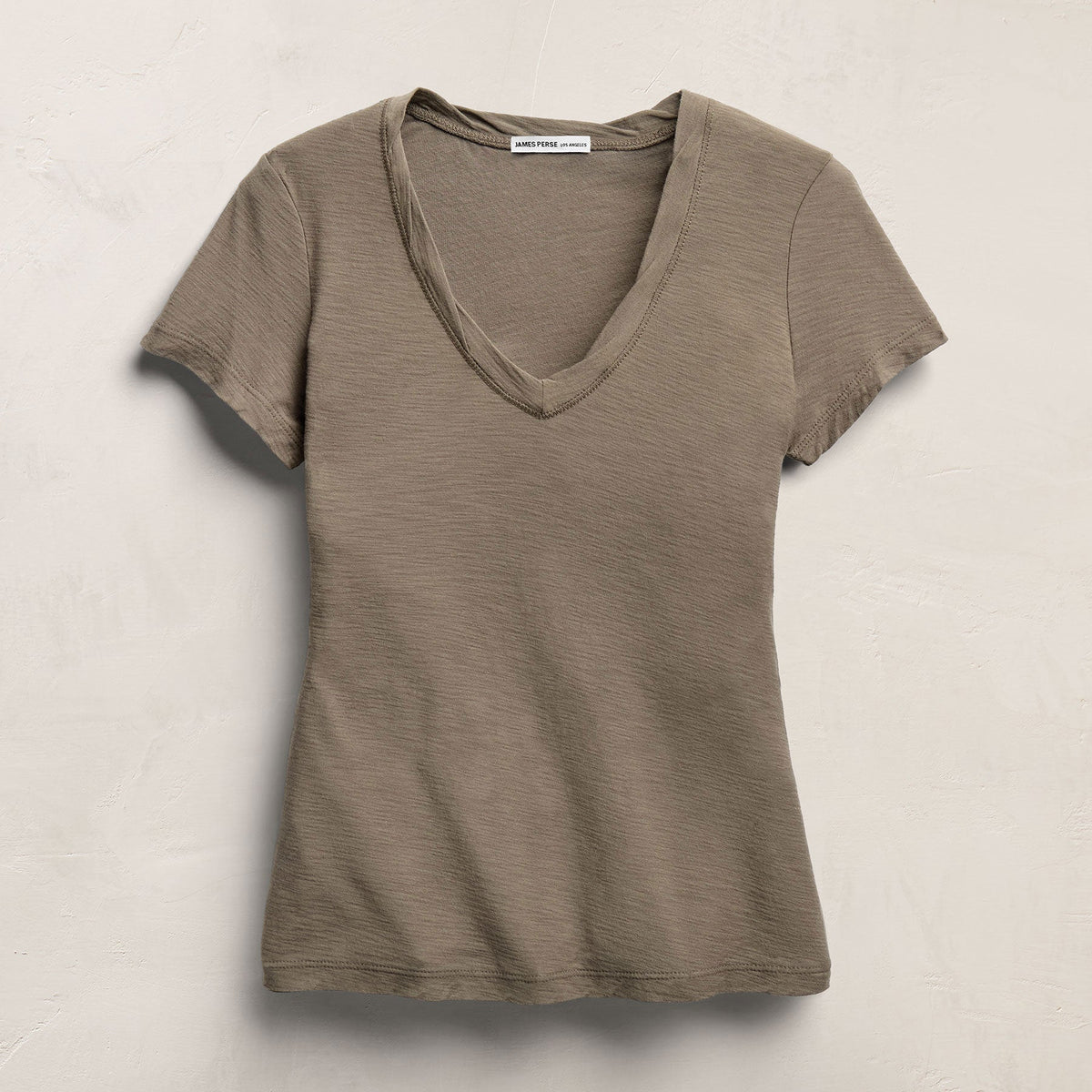 Sheer Slub V Neck in Light Olive | James Perse Los Angeles