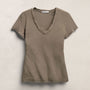 Sheer Slub V Neck in Light Olive | James Perse Los Angeles