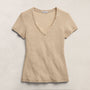 Sheer Slub Casual V Neck in Light Khaki | James Perse Los Angeles
