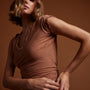Sheer Slub Casual V Neck in Nutmeg | James Perse Los Angeles