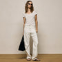 Sheer Slub V Neck in Off White | James Perse Los Angeles
