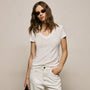 Sheer Slub V Neck in Off White | James Perse Los Angeles