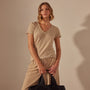Sheer Slub Casual V Neck in Sand Dune | James Perse Los Angeles