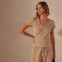 Sheer Slub Casual V Neck in Sand Dune | James Perse Los Angeles