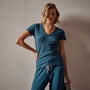 Sheer Slub Casual V Neck in Teal | James Perse Los Angeles