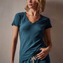 Sheer Slub Casual V Neck in Teal | James Perse Los Angeles