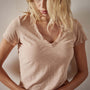Sheer Slub Casual V Neck in White Peach | James Perse Los Angeles