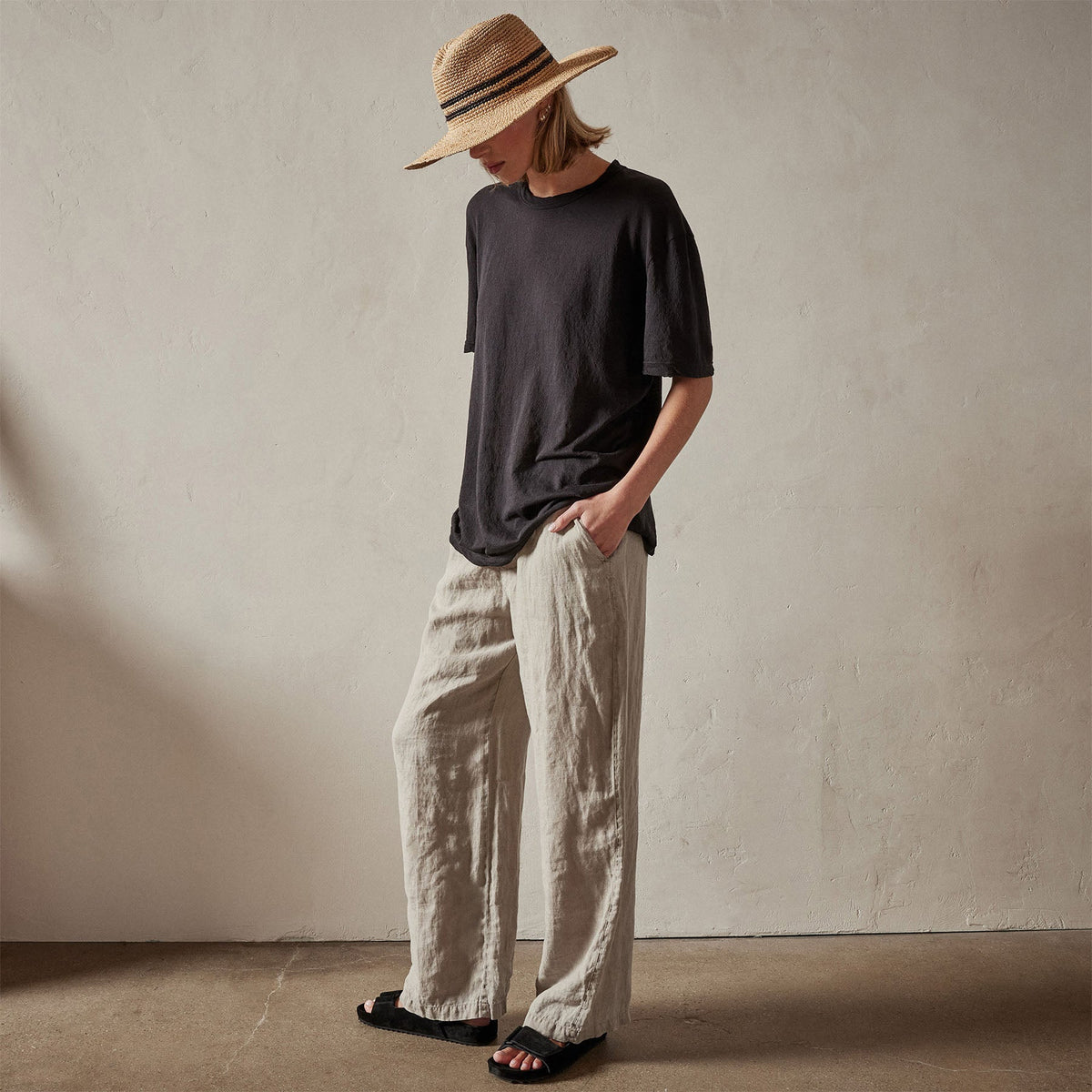 Crepe Jersey Overiszed Short Sleeve Crew in Black | James Perse Los Angeles 