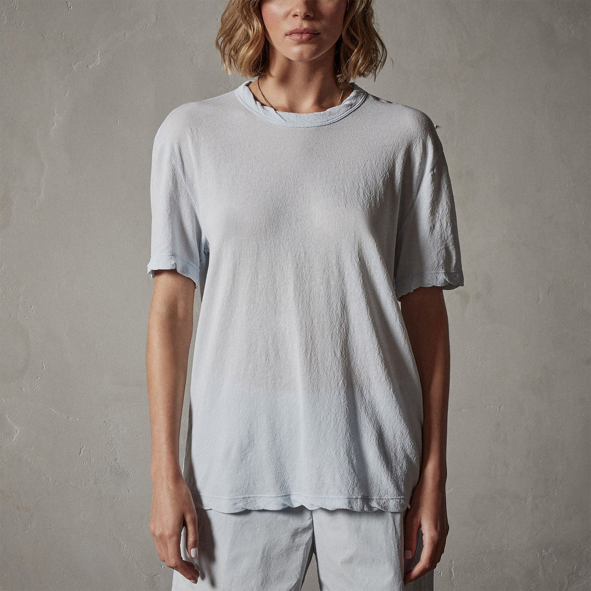 Crepe Jersey Overiszed Short Sleeve Crew in Memory | James Perse Los Angeles