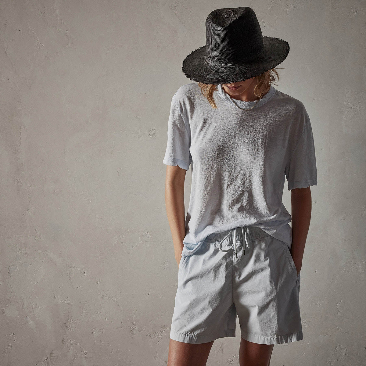 Crepe Jersey Overiszed Short Sleeve Crew in Memory | James Perse Los Angeles