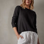 Crepe Jersey Oversized Long Sleeve Crew in Black | James Perse Los Angeles 