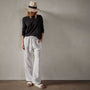 Crepe Jersey Oversized Long Sleeve Crew in Black | James Perse Los Angeles 