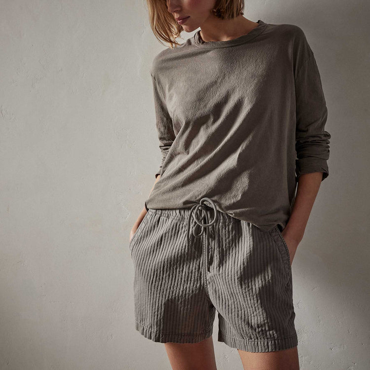 Crepe Jersey Oversized Long Sleeve Crew in River Rock | James Perse Los Angeles