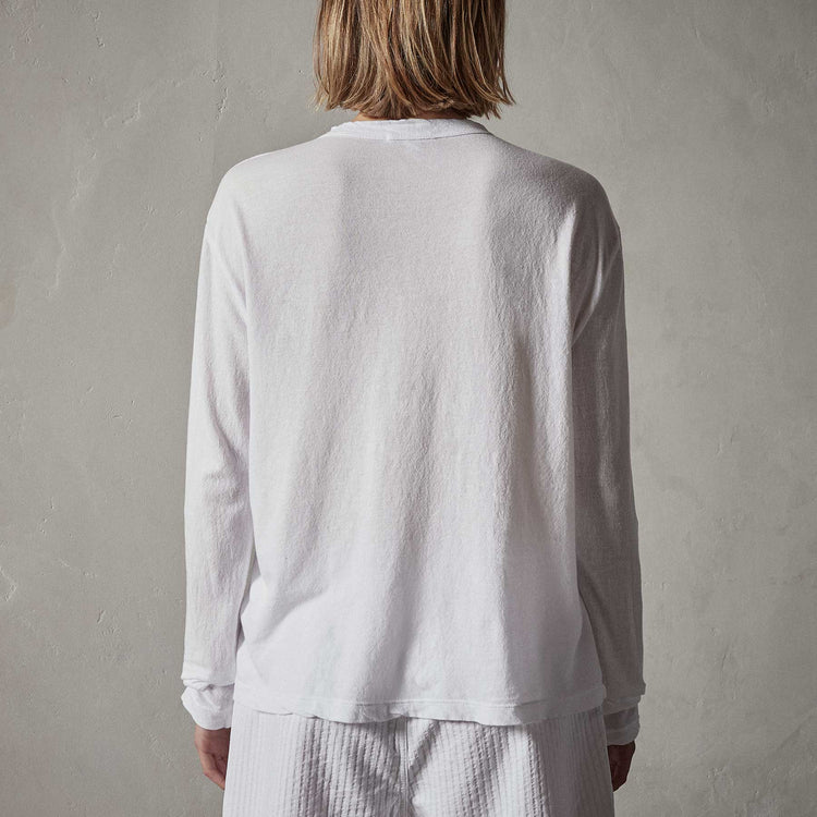 Crepe Jersey Oversized Long Sleeve Crew in White | James Perse Los Angeles