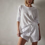 Crepe Jersey Oversized Long Sleeve Crew in White | James Perse Los Angeles