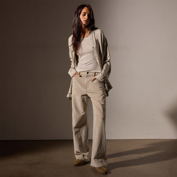 Uneven Corduroy Mixed Media Pant in Faint Pigment | James Perse Los Angeles