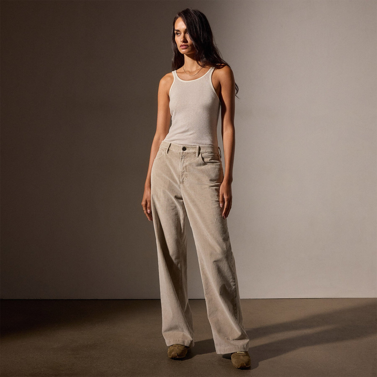 Uneven Corduroy Mixed Media Pant in Faint Pigment | James Perse Los Angeles