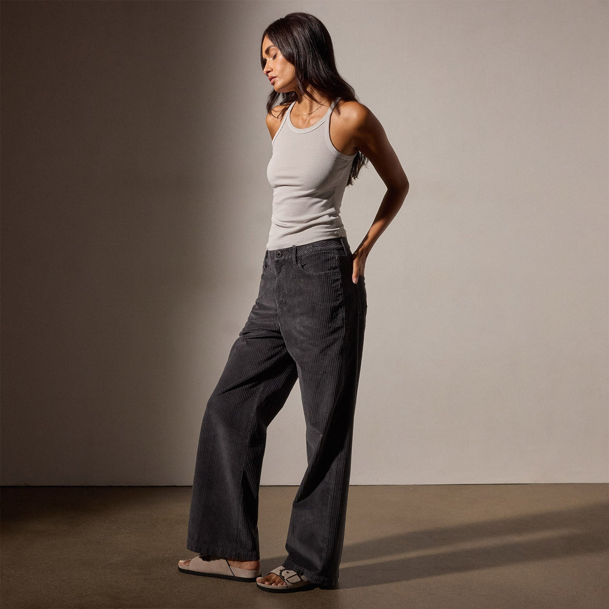 Uneven Corduroy Mixed Media Pant in Magma Pigment | James Perse Los Angeles
