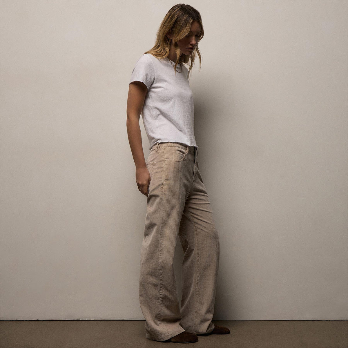 Corduroy Straight Leg Pant in Stone Pigment | James Perse Los Angeles
