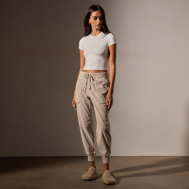Uneven Corduroy Mixed Media Pant in Faint Pigment | James Perse Los Angeles