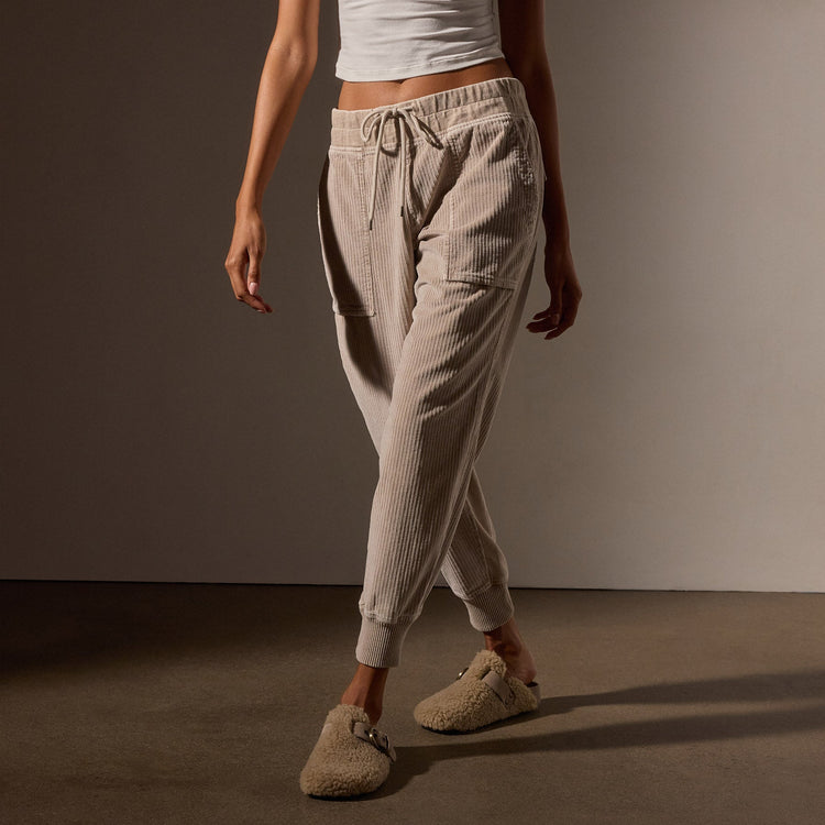 Uneven Corduroy Mixed Media Pant in Faint Pigment | James Perse Los Angeles