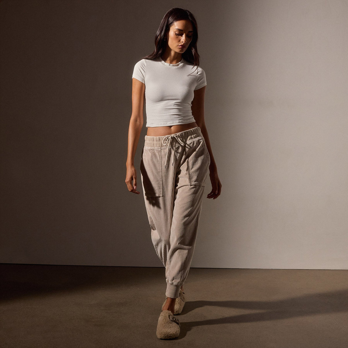 Uneven Corduroy Mixed Media Pant in Faint Pigment | James Perse Los Angeles