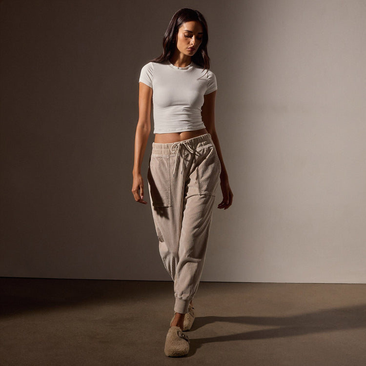 Uneven Corduroy Mixed Media Pant in Faint Pigment | James Perse Los Angeles