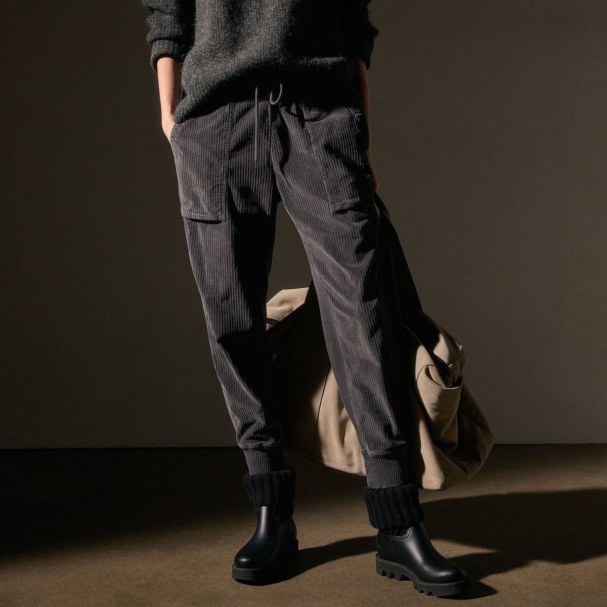 Corduroy Mixed Media Pant  in Magma Pigment | James Perse Los Angeles