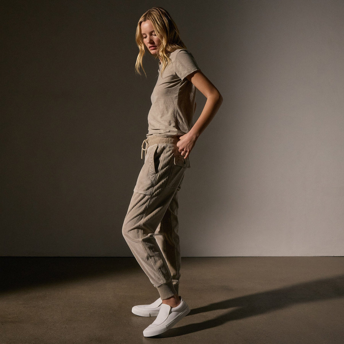 Corduroy Mixed Media Pant in Overcast Pigment | James Perse Los Angeles