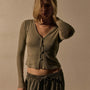 Cotton Cshmr Ribbed Long Sleeve Btn Front in Overcast | James Perse Los Angeles
