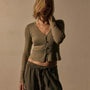 Cotton Cshmr Ribbed Long Sleeve Btn Front in Overcast | James Perse Los Angeles