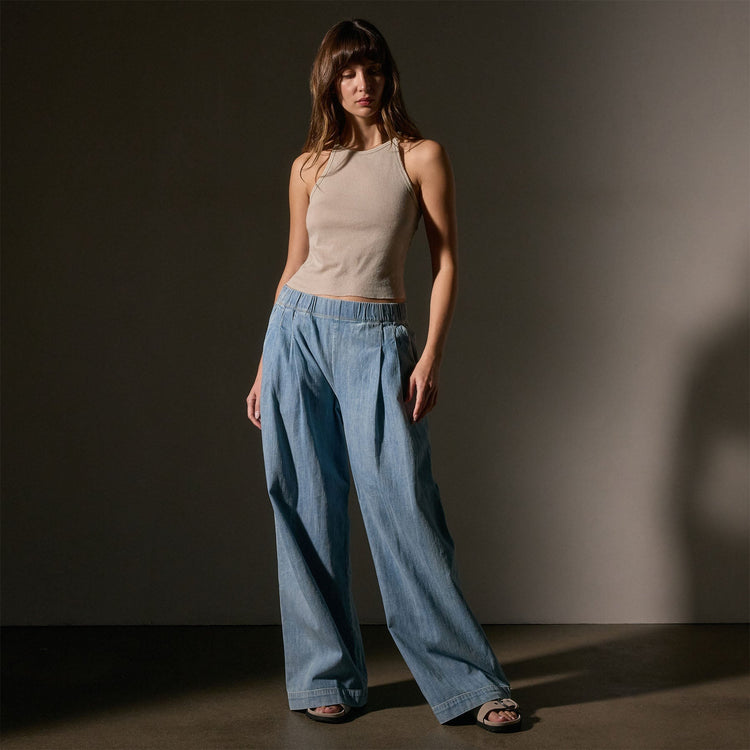 Cotton Cshmr Ribbed Rcr Bck Tank in Salt | James Perse Los Angeles