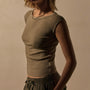 Cotton Cshmr Ribbed Boatneck Top in Overcast | James Perse Los Angeles